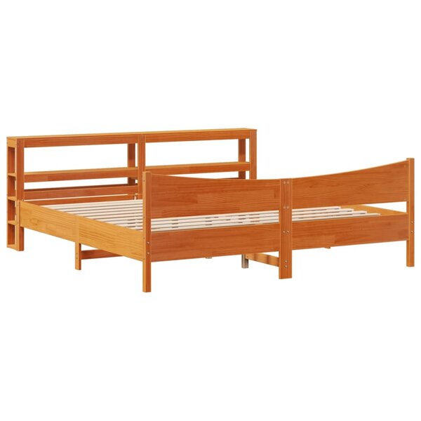 vidaXL Cadre de lit et tête de lit cire marron 180x200 cm bois de pin