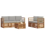 vidaXL Ensemble de canapés d'extérieur 6 pc Naturel et gris clair