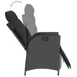 vidaXL Chaise inclinable de jardin et repose-pied noir résine tressée