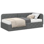 vidaXL Cadre de lit d'angle avec matelas Gris foncé 100 x 200 cm tissu