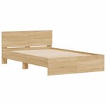vidaXL Cadre de lit avec tête de lit et LED chêne sonoma 120x190 cm