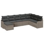 vidaXL Ensemble de canapé de jardin avec coussin 8 Pièces Gris Poly rotin