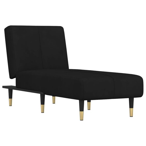 vidaXL Chaise longue noir velours