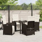 Ensemble de salle à manger de jardin 5 pièces avec coussins en rotin marron vidaXL