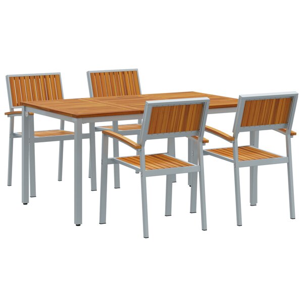 vidaXL Ensemble de dîner de jardin 5 pièces en bois d'acacia massif et métal