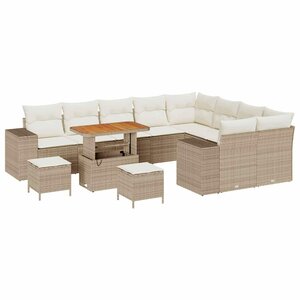 vidaXL Ensemble de canapé de jardin 12 Pièces Beige polyrotin