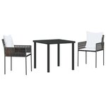 vidaXL Ensemble de salle à manger de jardin 3 pièces avec coussins Marron Poly Rattan