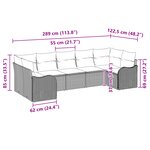 Ensemble de canapé de jardin 7 pièces avec coussins en poly rattan noir