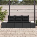 vidaXL Ensemble de Canapés avec coussin 3 Pièces Noir polyrotin