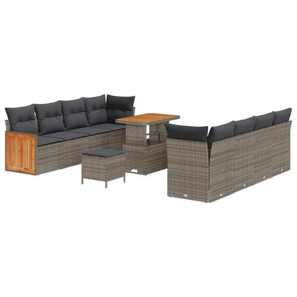 vidaXL Ensemble de canapé de jardin avec coussin 11 Pièces Gris
