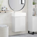 vidaXL Meuble de salle de bain avec robinet Blanc brillant