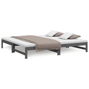vidaXL Lit coulissant Gris 2x(100x200) cm Bois de pin massif