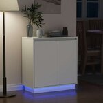 vidaXL Buffet LED avec porte Blanc 71 x 34 5 x 75 cm Bois d'ingénierie