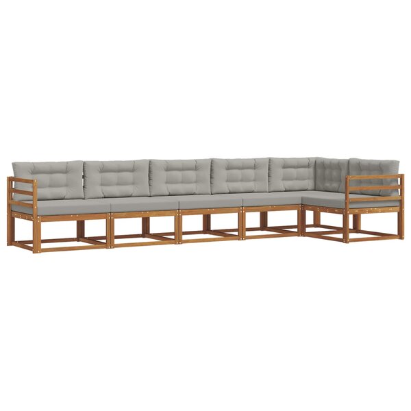 vidaXL Ensemble de canapés d'extérieur 6 pc Naturel et gris clair
