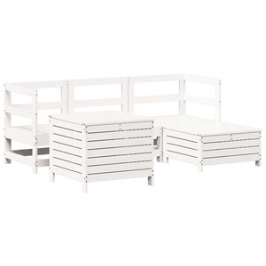 vidaXL Salon de jardin 5 Pièces blanc bois massif de pin