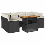 vidaXL Salon de jardin 7 Pièces avec coussins noir résine tressée