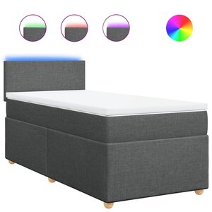 vidaXL Sommier à lattes de lit avec matelas Gris foncé 90x200 cm Tissu