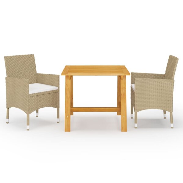 vidaXL Ensemble à manger de jardin 3 Pièces Beige