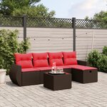 vidaXL Salon de jardin 6 Pièces avec coussins marron résine tressée