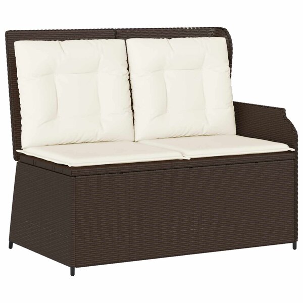 vidaXL Banc de jardin avec coussin Noir et blanc crème polyrotin