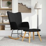 vidaXL Chaise à bascule avec tabouret Noir Tissu