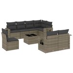 vidaXL Salon de jardin 9 Pièces avec coussins gris résine tressée