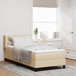 vidaXL Lit à ressorts avec tête de lit Crème 200 x 90 cm tissu