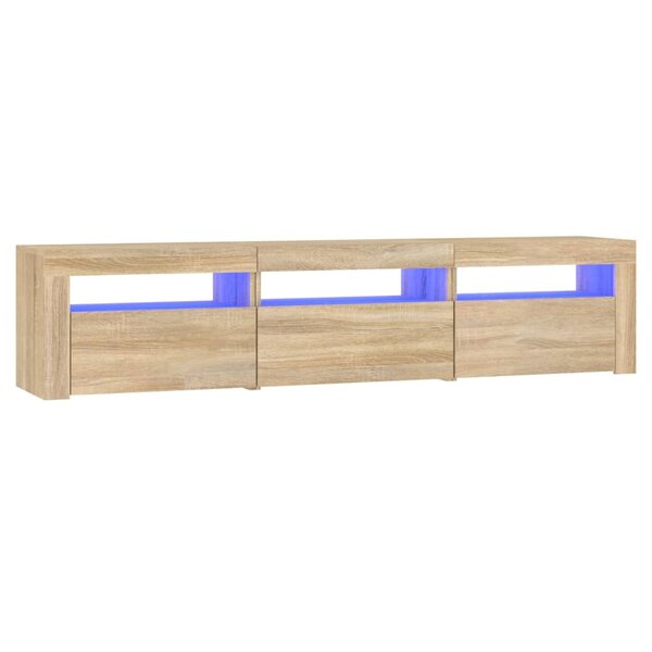 vidaXL Meuble TV avec lumières LED Chêne sonoma 180x35x40 cm