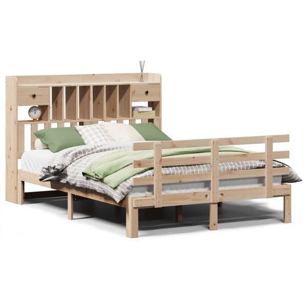 vidaXL Lit bibliothèque sans matelas 140x200 cm bois massif de pin