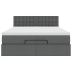 vidaXL Lit ottoman avec matelas et LED gris foncé 140x190 cm tissu