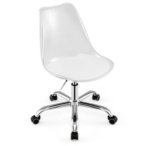 Chaise de bureau transparente 60 x 60 x 78-88 cm assise ergonomique avec réglage de hauteur chic en PET blanc argent 20_0017049