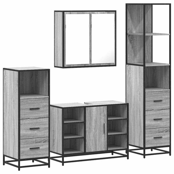 vidaXL Ensemble de meubles de salle de bain 4 Pièces sonoma gris
