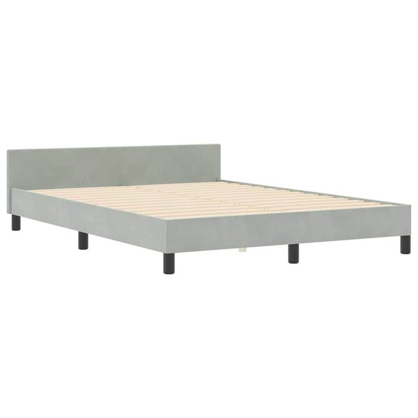 vidaXL Lit Gris clair 160x200 cm Velours