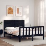 vidaXL Cadre de lit sans matelas noir bois de pin massif