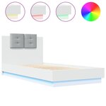 vidaXL Cadre de lit avec tête de lit et lumières LED blanc 90x190 cm