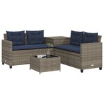 vidaXL Canapé de jardin avec table et coussins en forme de L gris
