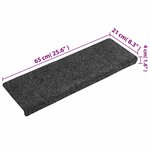 vidaXL Tapis d'escalier 15 Pièces Tissu aiguilleté 65x21x4 cm Gris