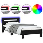 vidaXL Cadre de lit avec tête de lit et lumières LED noir 75x190 cm