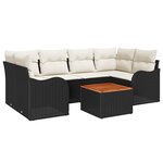 vidaXL Ensemble de canapé de jardin 7 Pièces Noir Poly rotin