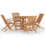 vidaXL Ensemble à dîner d'extérieur pliable 5 Pièces Bois solide de teck