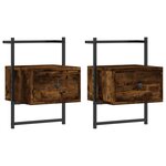 vidaXL Table de chevet murale 2 Pièces chêne fumé 35x30x51 cm