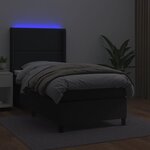 vidaXL Sommier à lattes de lit matelas LED Noir 100x200cm Similicuir