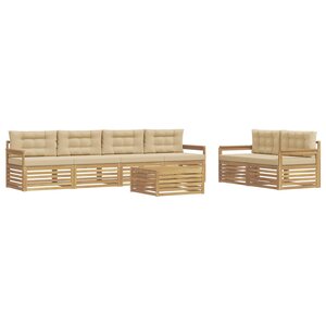 vidaXL Ensemble de canapés d'extérieur 7 pc Blanc et Beige Polyester