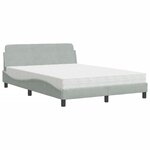 vidaXL Lit avec matelas gris clair 120x200 cm velours