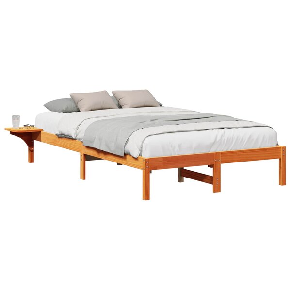 vidaXL Cadre de lit Brun cire 140 x 190 cm Pin massif