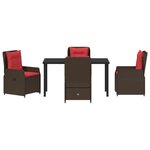 vidaXL Ensemble de Dîner de Jardin 5 Pièces en Rattan Poly Marron