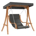 vidaXL Chaise balançoire avec coussin et auvent bois massif d'épicéa