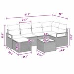 vidaXL Ensemble de canapé de jardin avec coussin 7 Pièces Marron et rouge