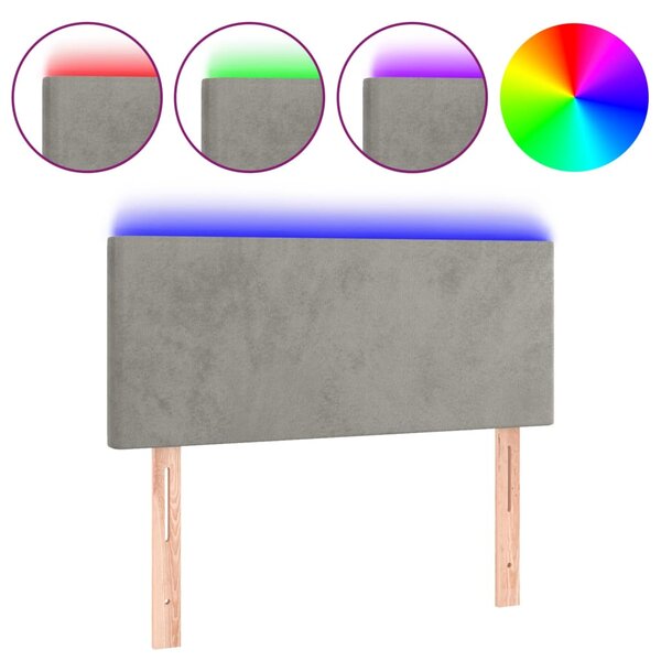 vidaXL Tête de lit à LED Gris clair 80x5x78/88 cm Velours