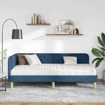 vidaXL Cadre de lit d'angle avec matelas Bleu 90 x 190 cm tissu